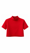 Atelier Top - Red, kırmızı %100 yün dik yakalı vatkalı crop üst